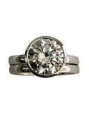 Round Brilliant 3.5 Carat Cubic Zirconia Ring in Bezel with matching Band 14k white gold