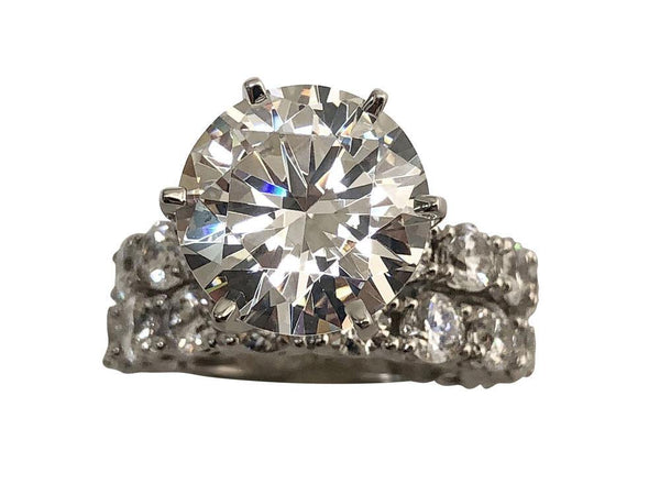 Round 6 Carat CZ Engagement ring with matching band