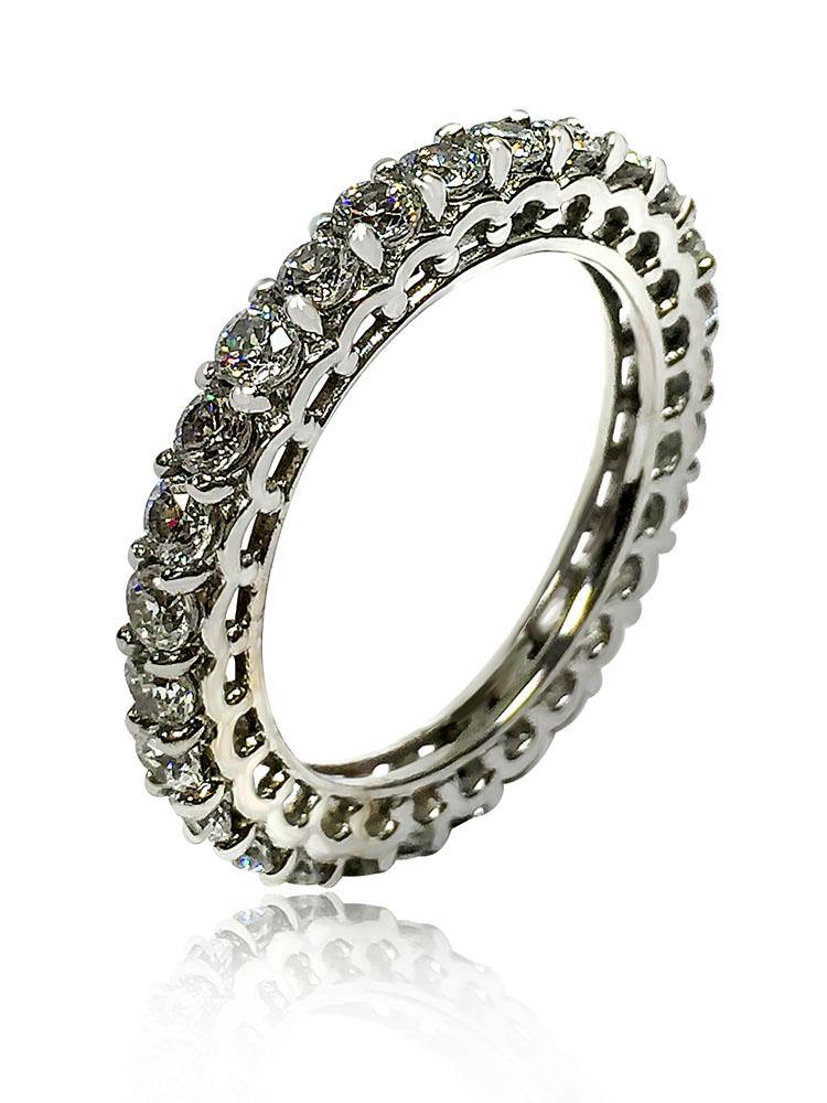 1.8  Carat Total Cubic Zirconia Eternity Band Round Stone 14k White Gold
