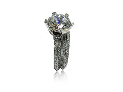 4.5 Carat Round Cubic zirconia Engagement ring with matching eternity wedding band 14k White Gold