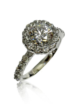 Highest Quality Cubic Zirconia 1 Carat Halo Engagement Ring 14k White Gold