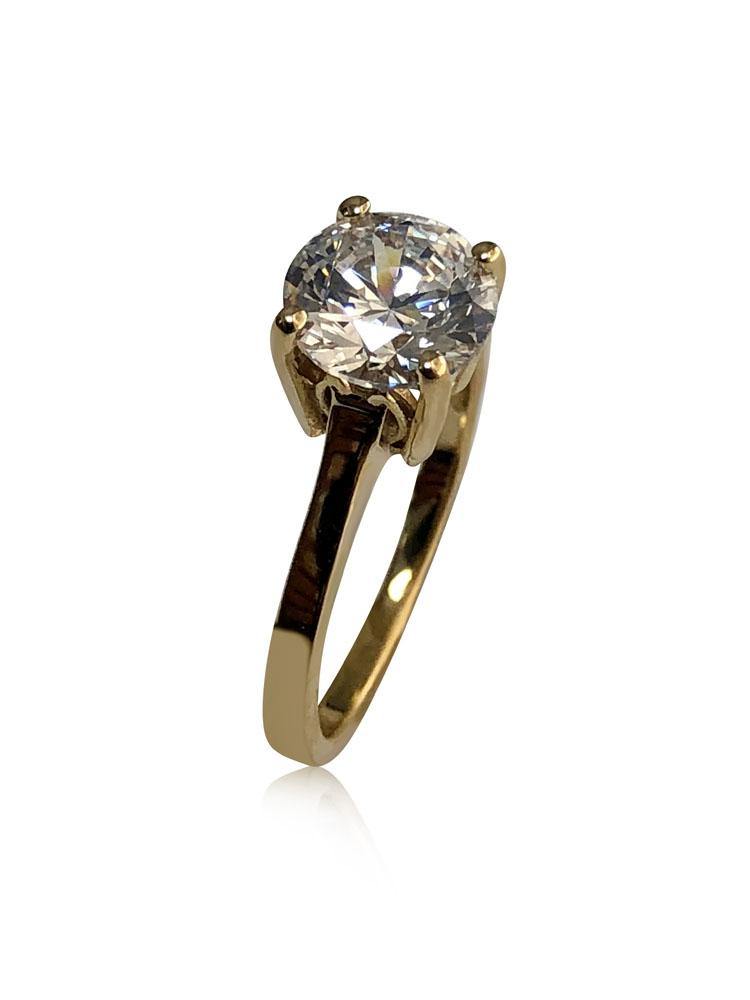 2 carat Highest Quality Cubic Zirconia Diamond Solitaire Ring Yellow Gold