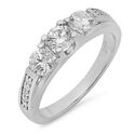 Round Cubic Zirconia Wedding Band 14k White Gold Setting