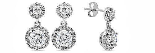 1 Carat Highest Grade Cubic Zirconia Round Stone Halo Style Earrings in 14k White Gold