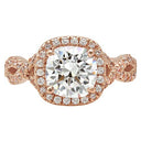 Highest Quality 2.5 Carat Cushion Rounded Corners Halo Rose Gold Engagement Ring