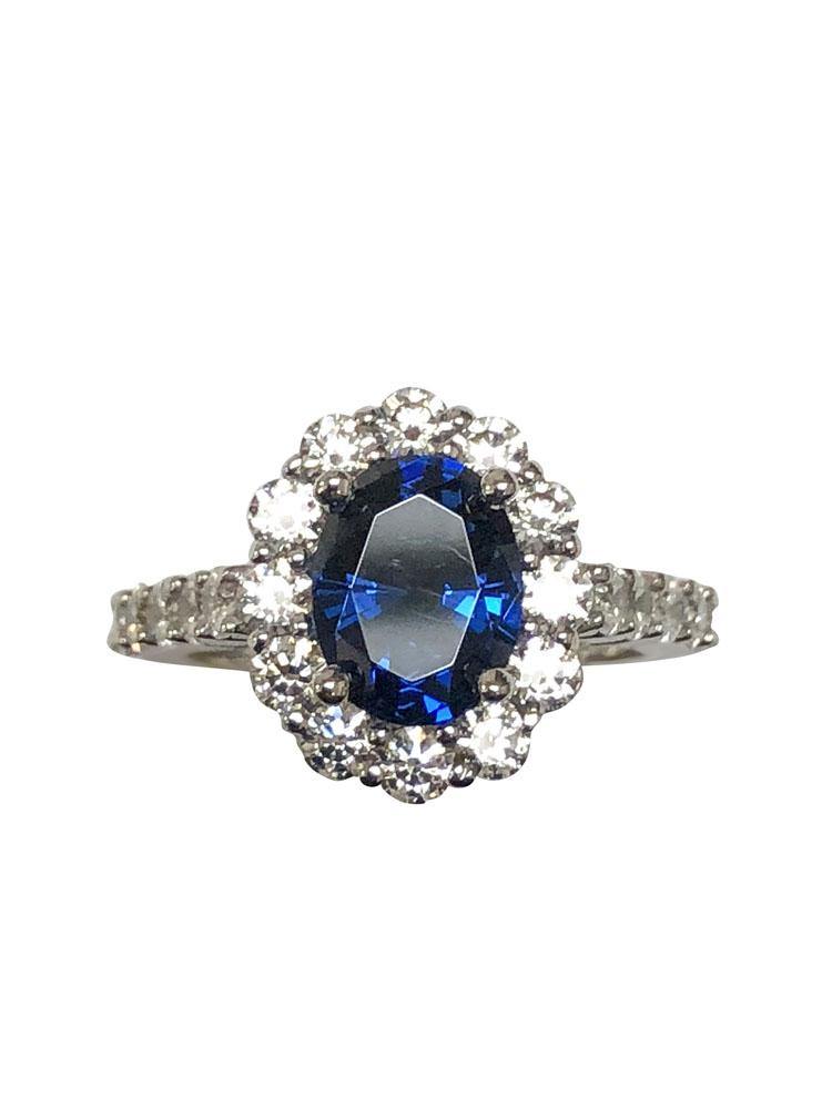 Blue Sapphire CZ Ring inspired By Diana's ring