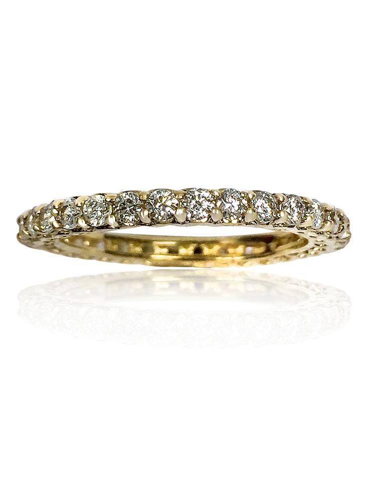 1.50 Carat Total Round Cubic Zirconia Share Prong Eternity Band 14k Yellow Gold