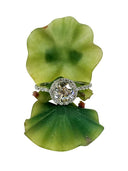 1 Carat Round Cubic Zirconia Halo Style Engagement Ring Solid Platinum