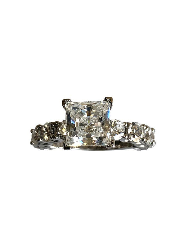 2 Carat Princess Cut Cubic Zirconia Engagement ring with 3/4 eternity Shank 14k
