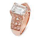 10 BY 8mm emerald cut 4 carat Cubic Zirconia Rose Gold Ring