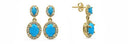 Turquoise in Halo Drop Earrings 14K Yellow Gold