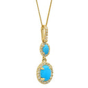 Turquoise in Halo Drop Pendant in 14K Yellow Gold