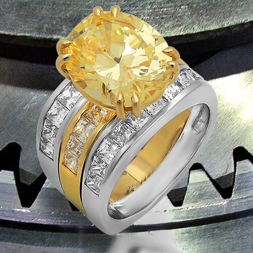 Wide Canary Diamond Ring | Cushion Cut Canary Fancy Yellow Diamond Ring –  Kingofjewelry.com