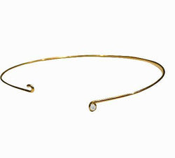 Wire Bracelet 1MM Wide with Bezel Stone 14K Yellow Gold