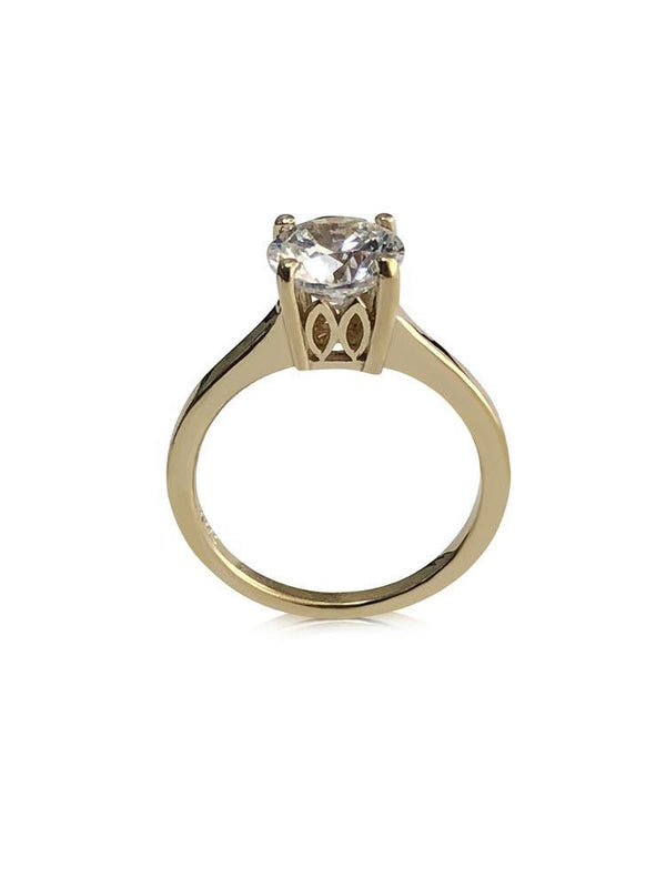 2 carat Highest Quality Cubic Zirconia Diamond Solitaire Ring Yellow Gold