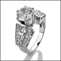 Engagement Round 2 Ct Center Channel Pave Set Cubic Zirconia Cz Ring