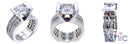 Engagement 2.5 Ct Asscher  Channel Split Euro Shank Cubic Zirconia Ring 14K W Gold