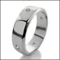Mens 7mm 4 Round Bezel Cubic Zirconia CZ Wedding Band