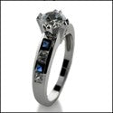 Engagement .75 Round Center Channel Sapphire Diamond Princess Cubic Zirconia Cz Ring