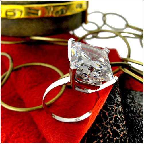 Solitaire 16 Ct Radiant Kardashian Engagement Cubic Zirconia 14K White Gold Ring