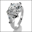 3 Stone 3 Ct Round 2 Ct Triangle Prongs Cubic Zirconia Cz Ring