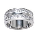 Mens 9mm Wide 3.6 TCW Channel Set 2 Rows Cubic Zirconia CZ Wedding Band