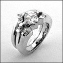 Matching Set .75 Princess Center Suited Channel Cubic Zirconia Cz Ring