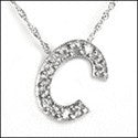 Cubic Zirconia Cz Letter C Pave Pendant Initial Pendant