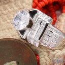 Heavy And  Wide 2.5 Round Center Cubic Zirconia 14K White Gold Engagement Ring