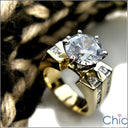 Engagement 3 Ct Round Center Wide Princess Channel Shank Cubic Zirconia Cz Ring