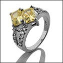 Anniversary Radiant Canary 2 in 1 Pave d Cubic Zirconia Cz Ring