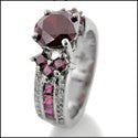 Engagement Ruby Red 1.5 Ct Round Center Ruby Princess Cubic Zirconia Cz Ring