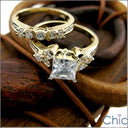 Wedding Round Baguettes .75 Ct Cubic Zirconia CZ Band 