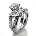 Matching Set 1.25 Round Center Channel Set Wedding Cubic Zirconia Cz Ring