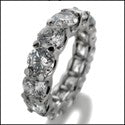 Eternity Cubic Zirconia  8.5 Ct Total Round Share Prong Cz Wedding Band 14K White Gold