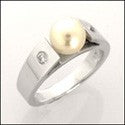 Syntetic 7 mm Pearl Cubic Zirconia 14K White Gold Ring
