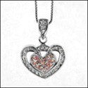 Cubic Zirconia Cz Heart Pink Pave Pendant