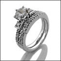 Matching Set 1.8 TCW Round Center Princess small Round Cubic Zirconia Cz Ring