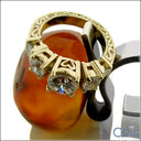 Estate Round Stone18K Gold Engraved Shank Cubic Zirconia Cz Ring