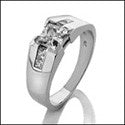 Mens .75 Princess Center Channel Cubic Zirconia CZ Wedding Band