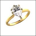 Solitaire 2 Ct Pear Shape Tiffany Single Stone Cubic Zirconia Cz Ring