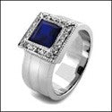 Anniversary Sapphire 1 Ct Princess in Halo Cubic Zirconia Cz Ring
