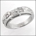 Cubic Zirconia Baguette And Round Wedding Band .50 TCW in Channel 14K White Gold