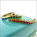 Rainbow Color Round Half Channel Cubic Zirconia CZ Bracelet