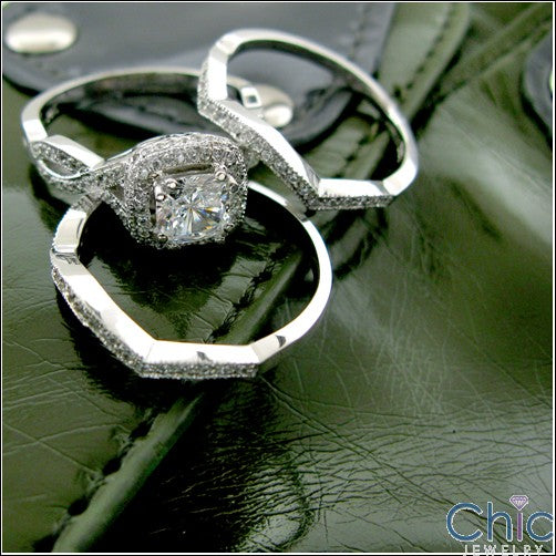 Engagement 1.25 Cushion halo Cubic Zirconia Cz Ring