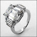 Estate 4.5 Emerald Step Baguettes Cubic Zirconia Cz Ring