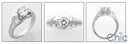 Cubic Zirconia Anniversary 0.75 Round Half Bezel Center Baguettes 14K White Gold Ring