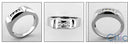 Mens Channel 3 Round Stone Cubic Zirconia CZ Wedding Band