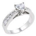 Engagement Heart Shaped CZ Channel Round Cubic Zirconia Cz Ring