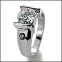 1.5 Round Cubic Zirconia Channel Engagement Cz Ring 14k White Gold